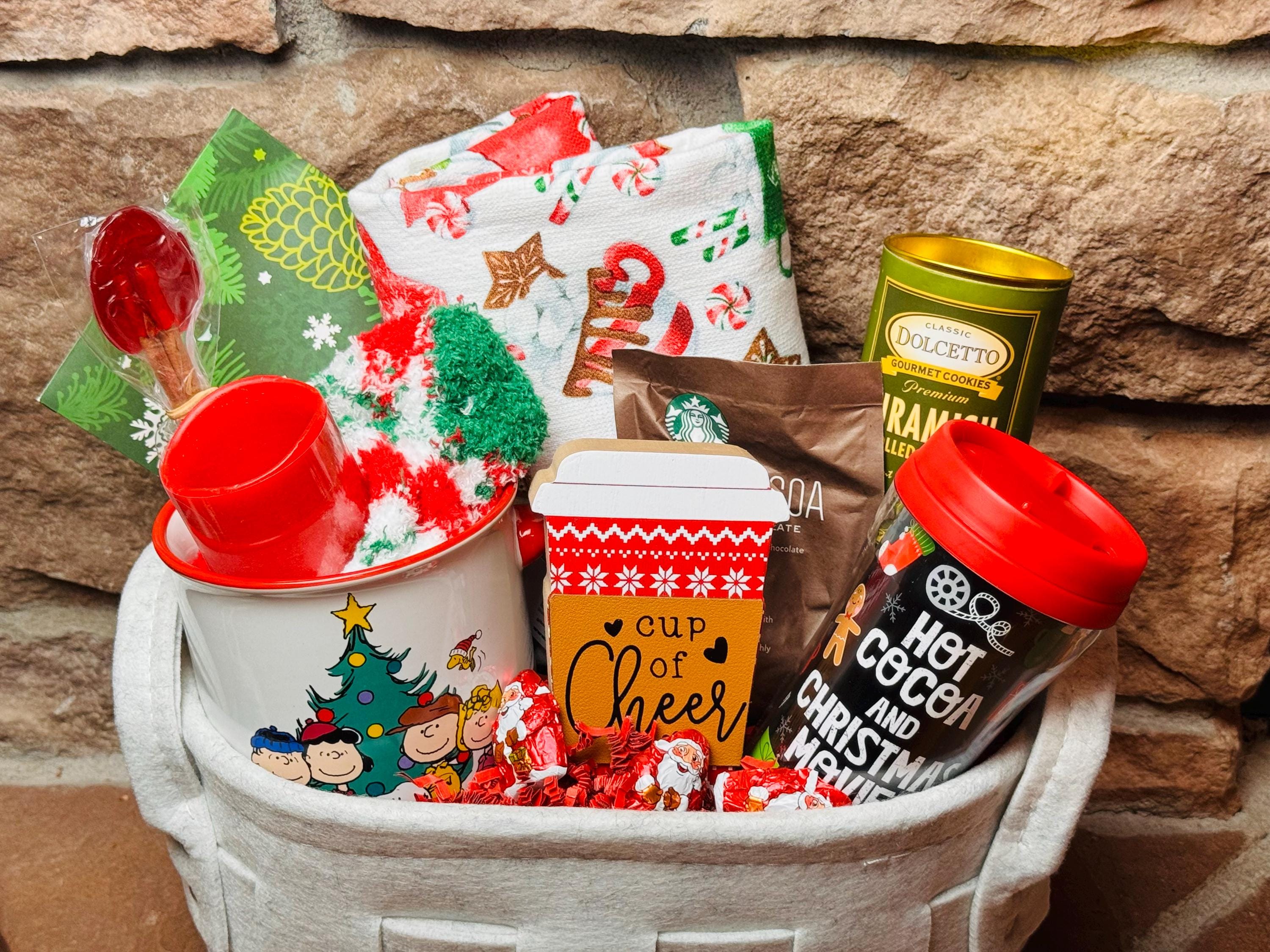Christmas Cup of Cheer Gift Basket. Coffee Lovers Gift. Kitchen
