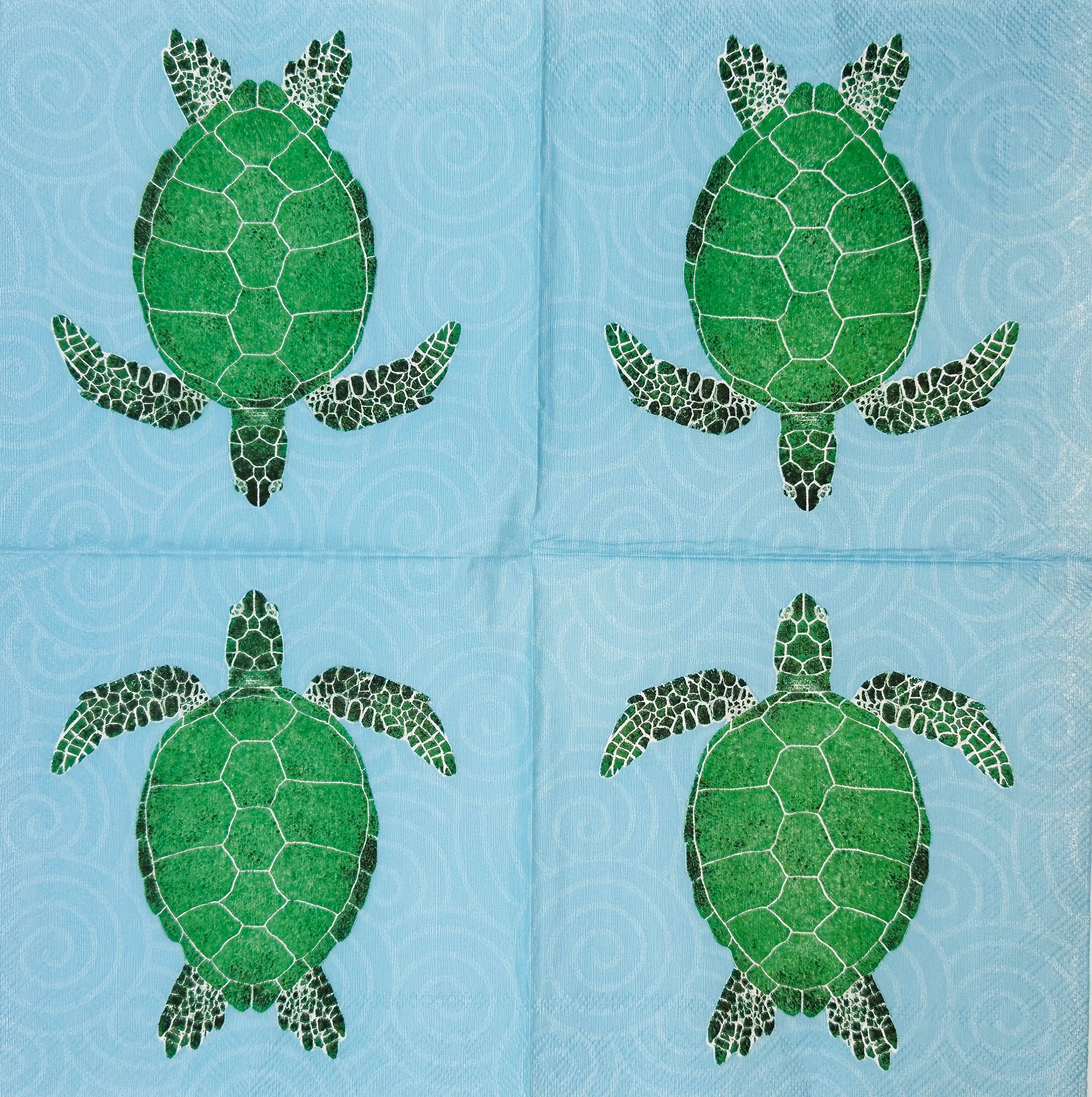 Turtle Napkin Tutorial 4 Turtle Paper Napkins. Beverage Paper Napkins for Decoupage. Card ...