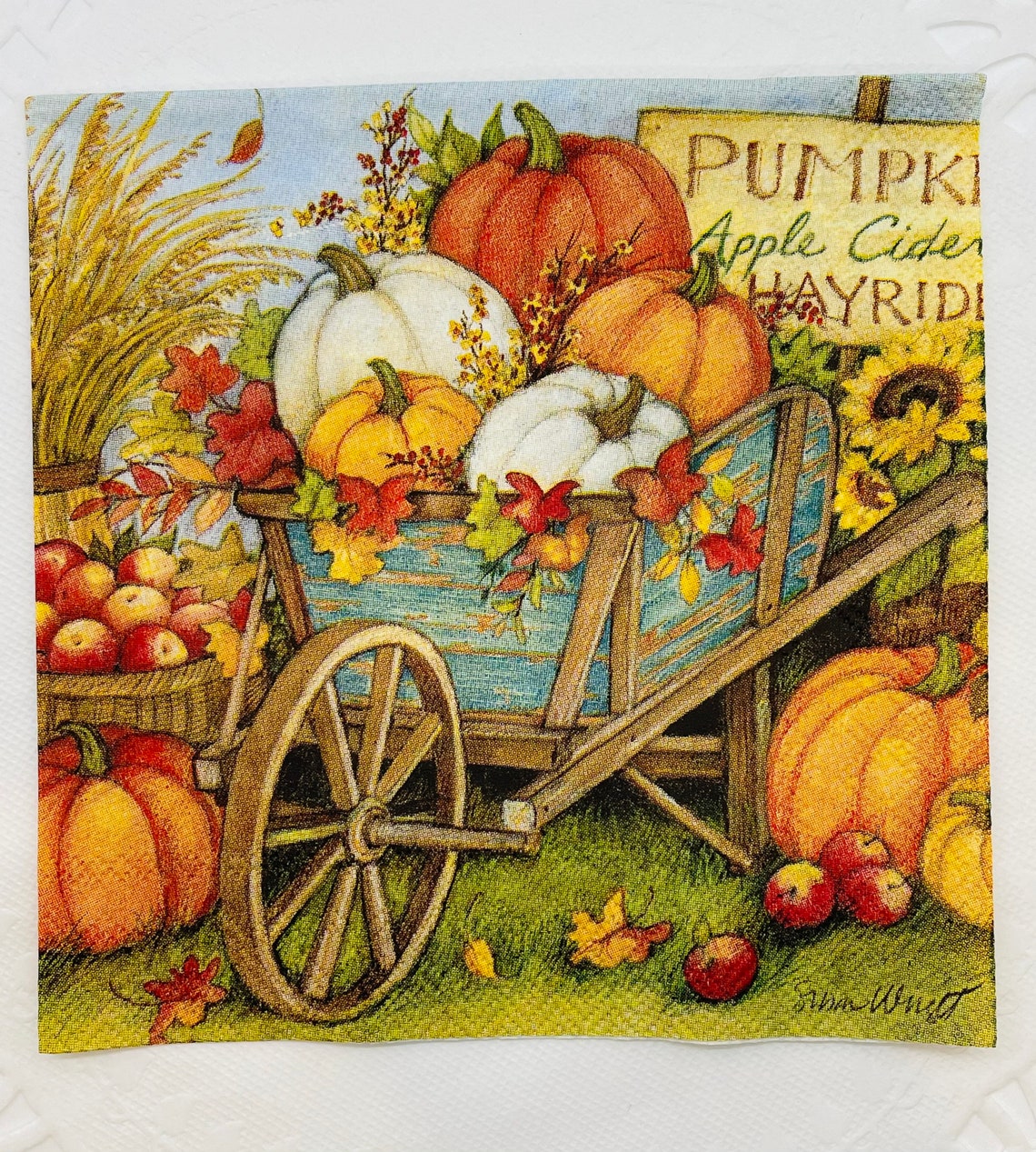 4 Fall Paper Napkins. Beverage/cocktail Napkins for Decoupage. Etsy