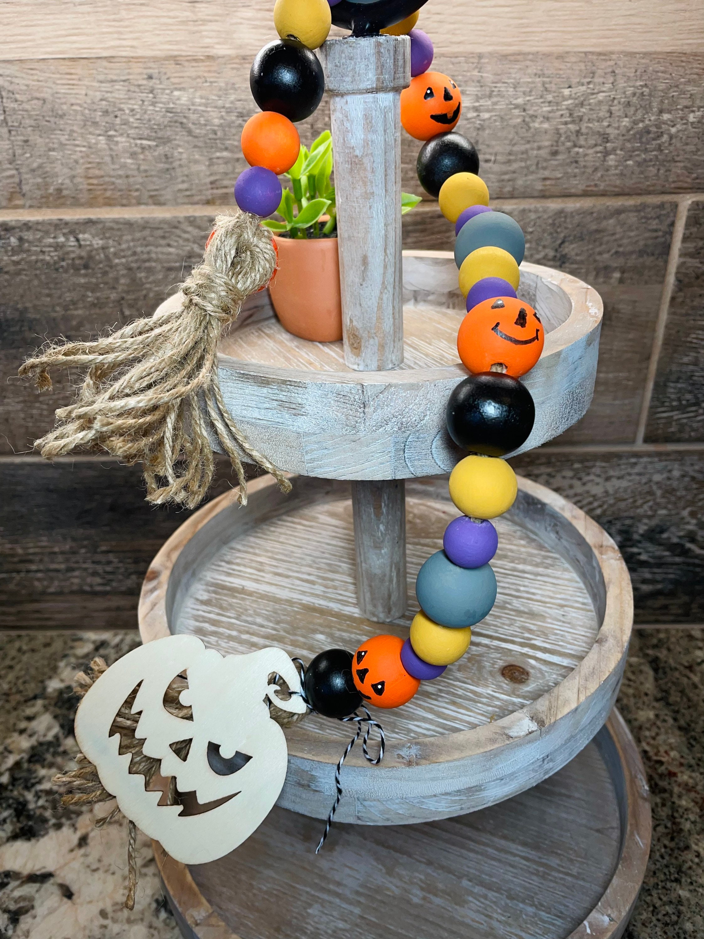 Halloween/pumpkin Garland. Tiered Tray Decor. Kitchen Decor. Etsy