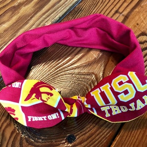 USC Trojans Stretch Athletic Cheer Headband. USC Football Bow. Baby Headband. Baby Bow. Football Headband. USC Trojans Hair Bow.