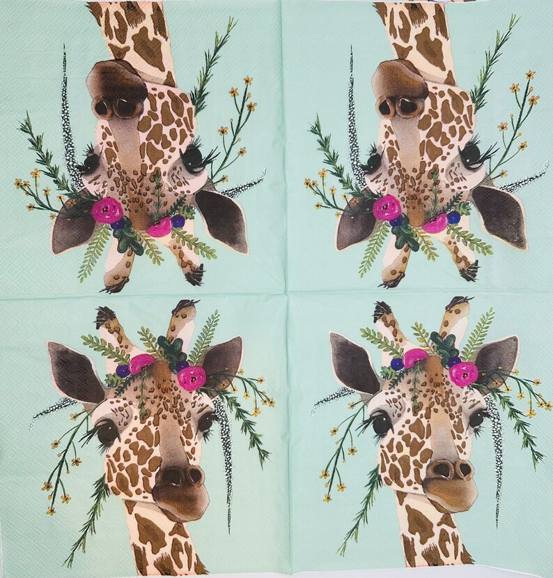 2 Giraffe Paper Lunch Napkins. Napkins for Decoupage. Card Etsy