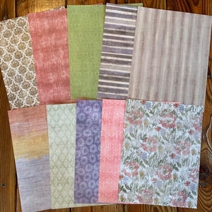 Vintage Patterned Paper Pack, Shabby Chic Kit, Junk Journal, Mixed Media Scraps, Patterned Cardstock, Scrapbooking Paper. Collage Paper.