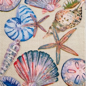 2 Seashell/Ocean Paper Guest Towel Napkins. Decoupage/Card Making Supplies. Collage Pieces. Junk Journal Supplies. Craft. Party Decor
