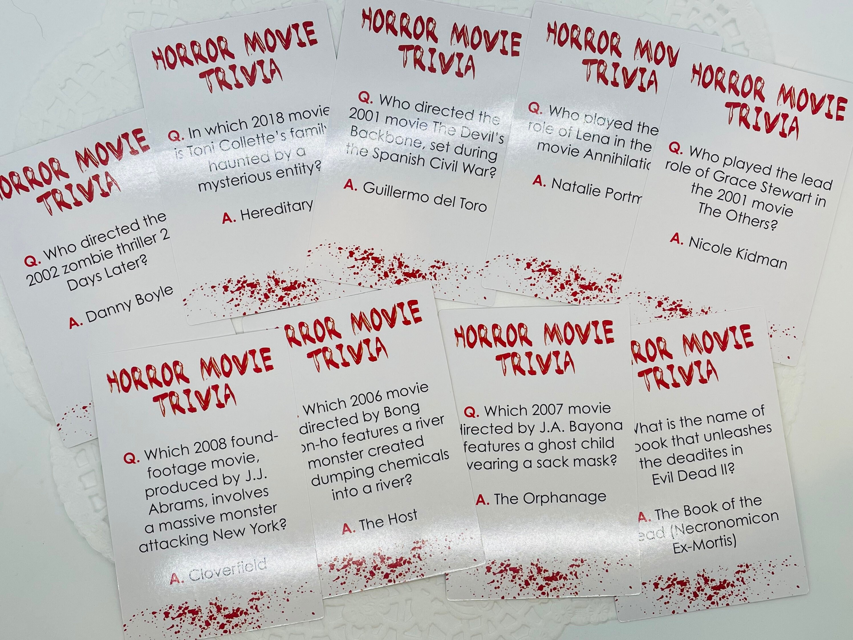 Set of 3 Individual Halloween Movie Trivia Cards. Halloween - Etsy