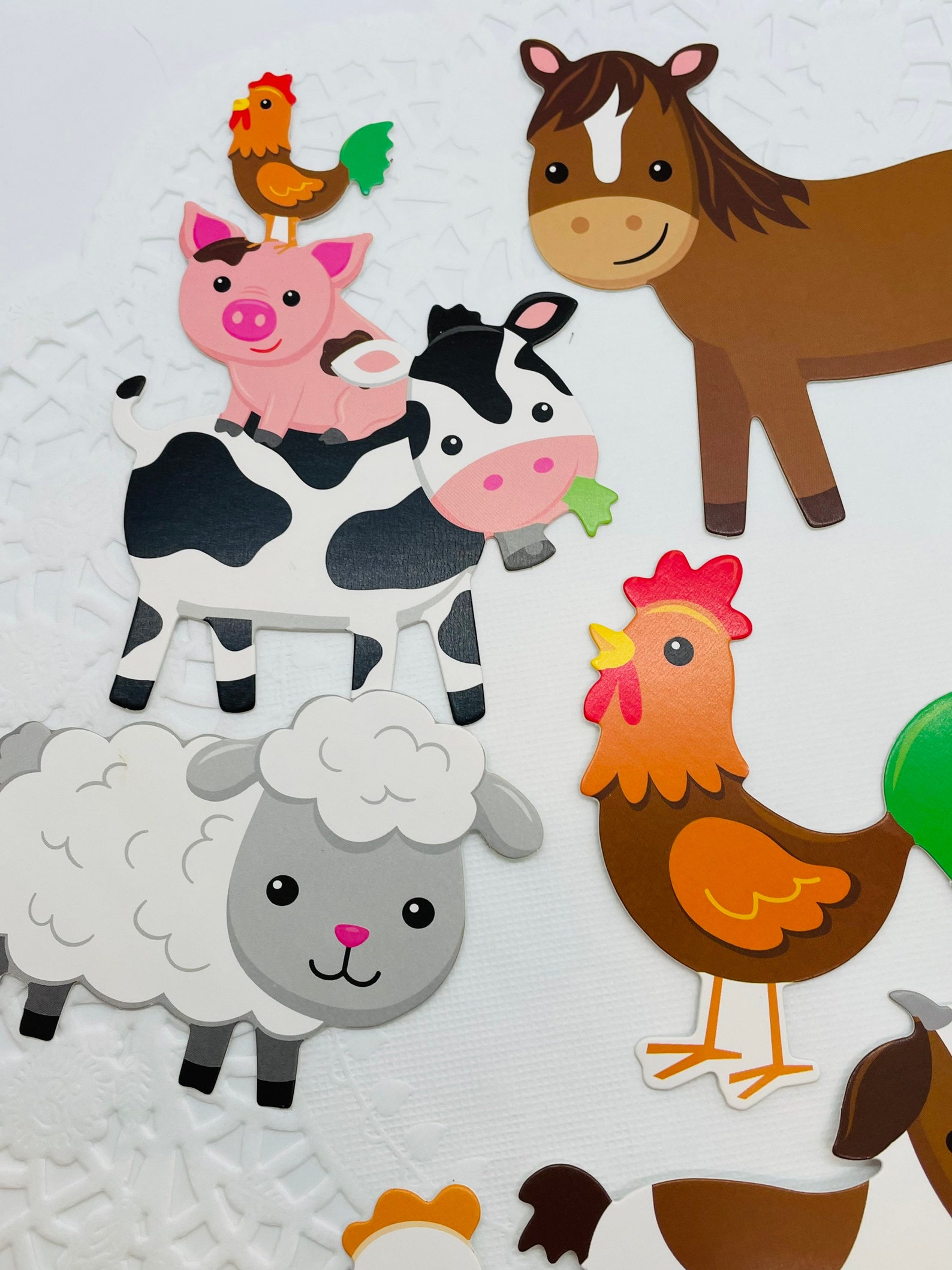 Set of 7 Farm Animal Stickers. Scrapbook Ephemera. Junk Etsy