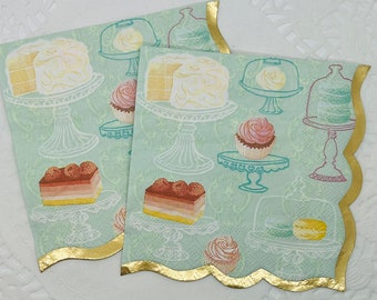 Lot de 3 Serviettes en papier Cocktail Pâtisserie Cupcakes Decoupage Collage 