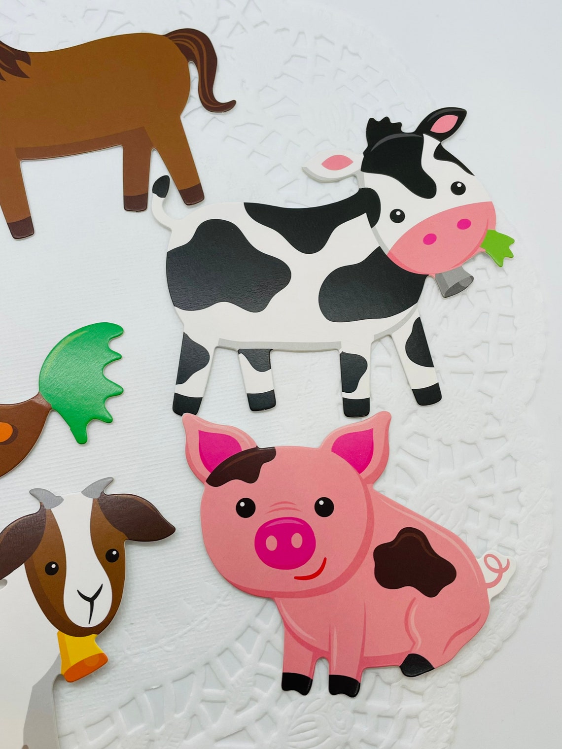 Set of 7 Farm Animal Stickers. Scrapbook Ephemera. Junk Etsy