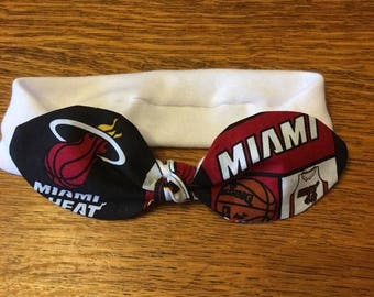 Miami Heat Basketball Stretch Athletic Headband. Baby Bow. Basketball Bow. Miami Cheer Bow. Baby Headband. Hair Accessory. Competition Bow.