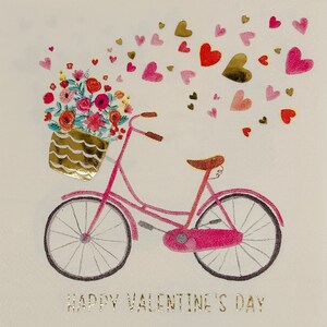 4 Bicycle Valentine Napkins. Cocktail Paper Napkins For Decoupage. Card Making Supplies. Collage Pieces. Junk Journal Supplies. Party Decor