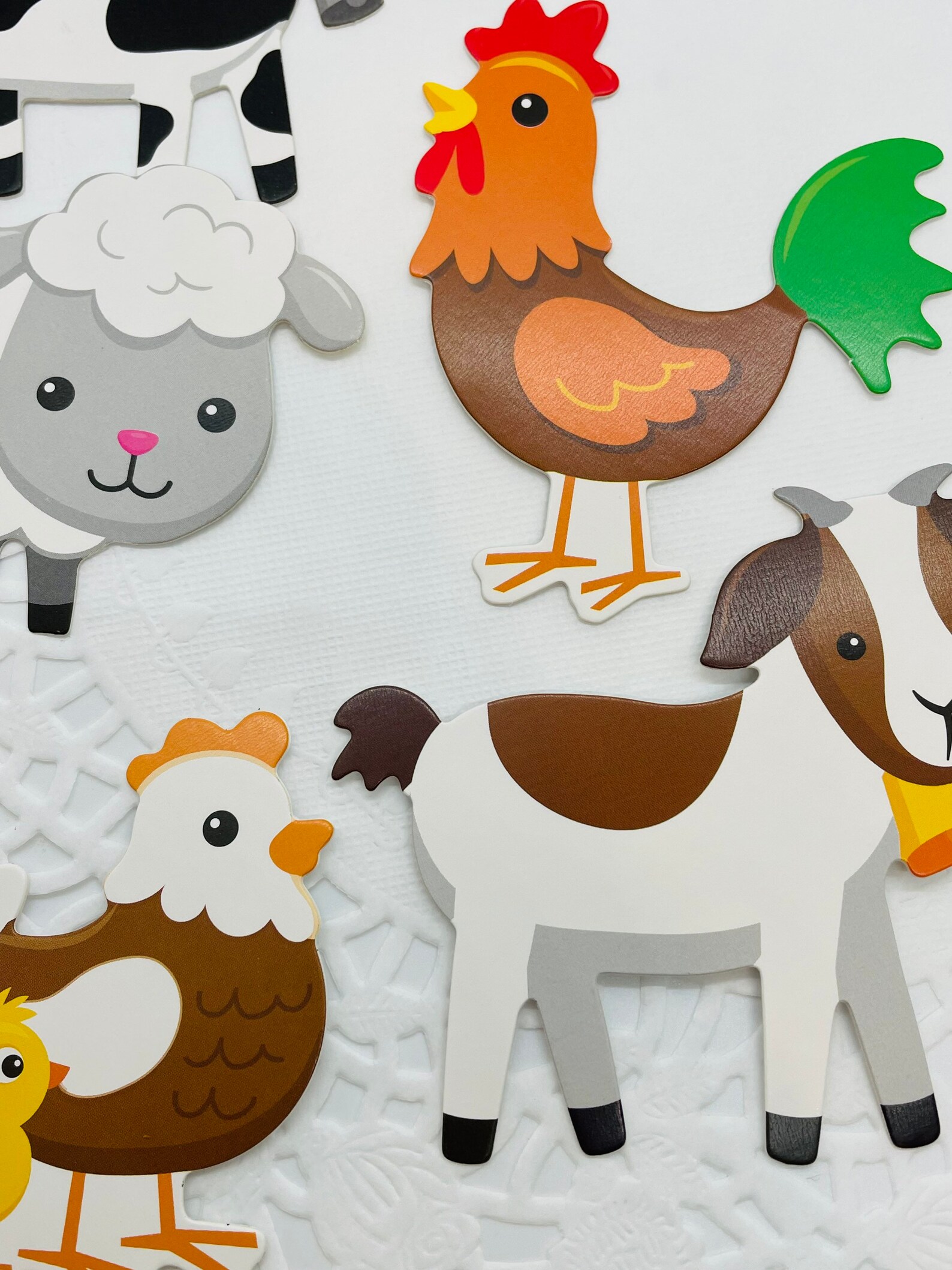 Set of 7 Farm Animal Stickers. Scrapbook Ephemera. Junk Etsy