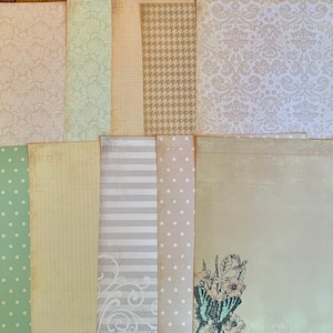 Vintage Patterned Paper Pack, Shabby Chic Kit, Junk Journal, Mixed Media Scraps, Patterned Cardstock, Scrapbooking Paper. Collage Paper.