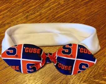 Syracuse Orange Stretch Athletic Cheer Headband. Baby Headband. Baby Bow. Football Knit Headband. Orangemen Hair Accessory. Cheer Bow.