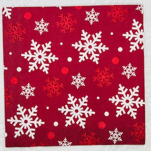 Set of 2 Snowflake Napkins. Lunch Paper Napkins. Decoupage. Card Making Supplies. Collage Pieces. Junk Journal Supplies. Party Decor.