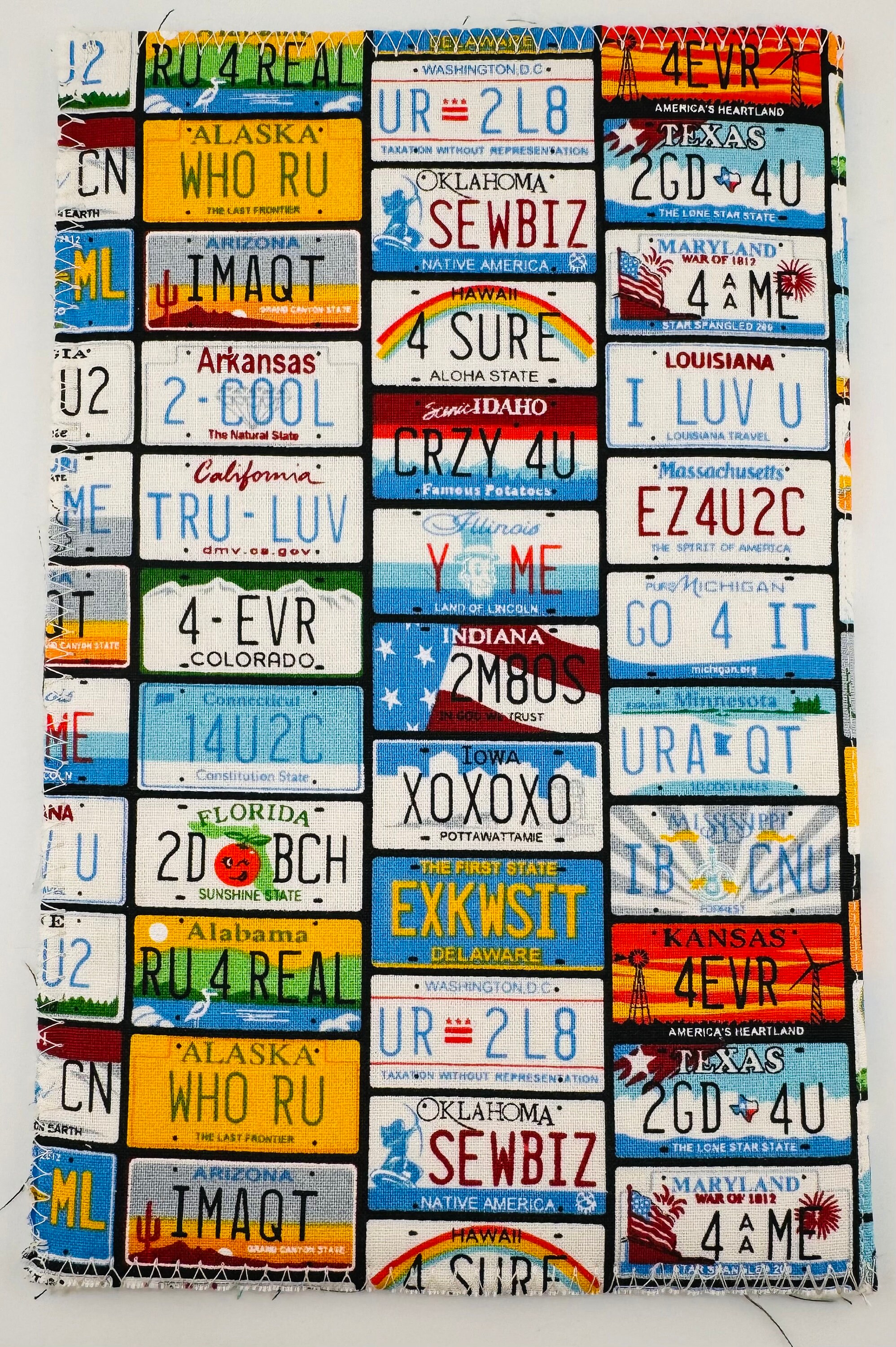 LICENSE PLATE Book Cover. Fabric Softcover Journal Cover. Planner Cover ...