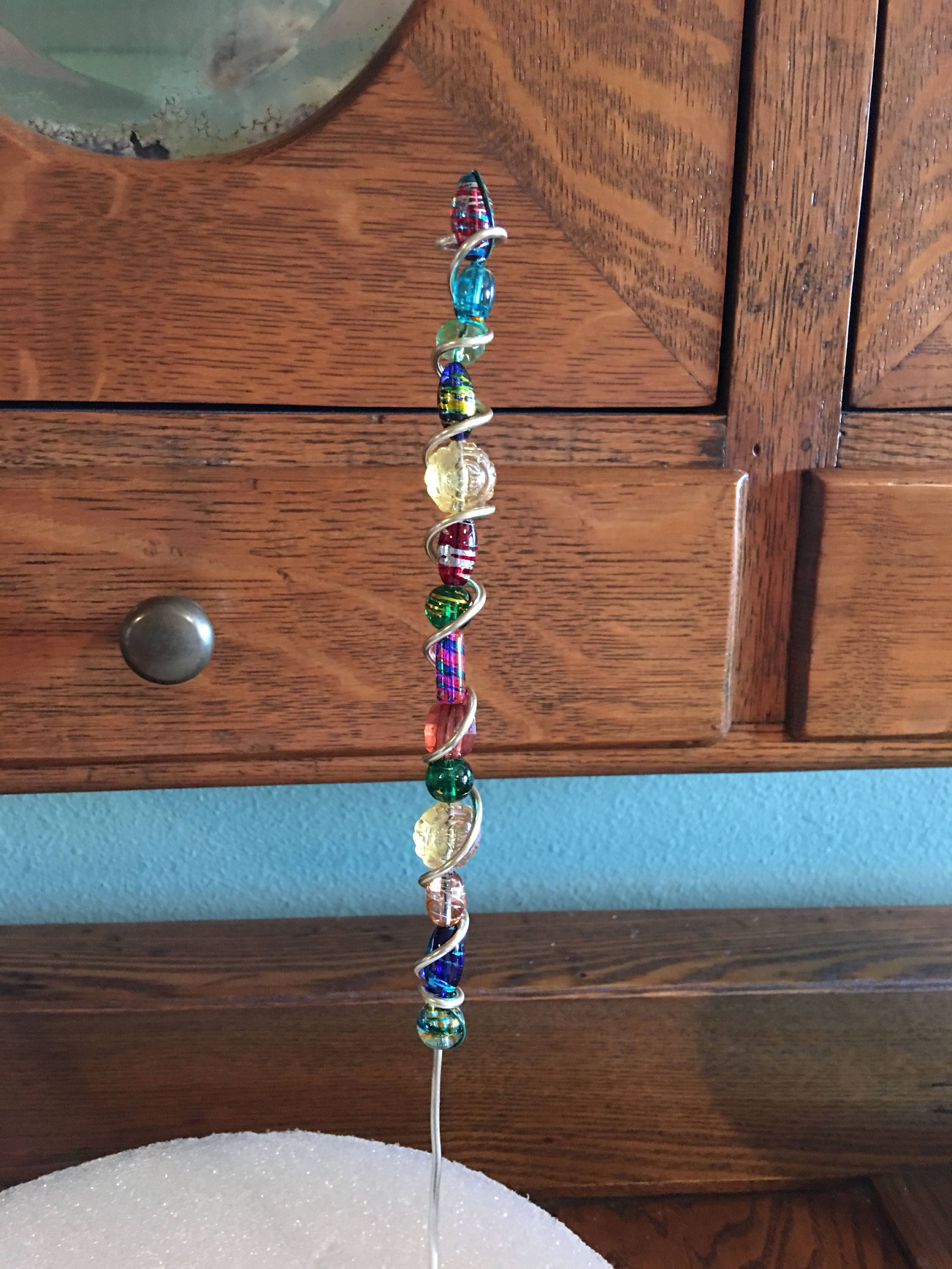 Large Beaded Garden Stake. Garden Decor. Summer Decor