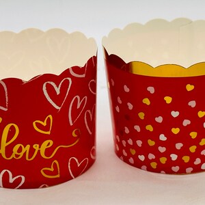 Set of 6 Love/Heart Baking Cups. Paper Cupcake Holders. Muffin Container. Candy Container. Party Supplies. Gift Holders. Snack Cups