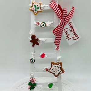 Christmas Ladder for Tiered Tray. Miniature Ladder. Dollhouse Decor. Home Decor. Wood Farmhouse Decor.