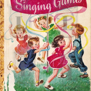 Digitale VINTAGE Singe Spiele Bilder.Vintage Kleine Goldene Buch Musik Seiten. Collage Stücke. Sammelalbum. Junk Journal. Mischtechnik. Leimbuch