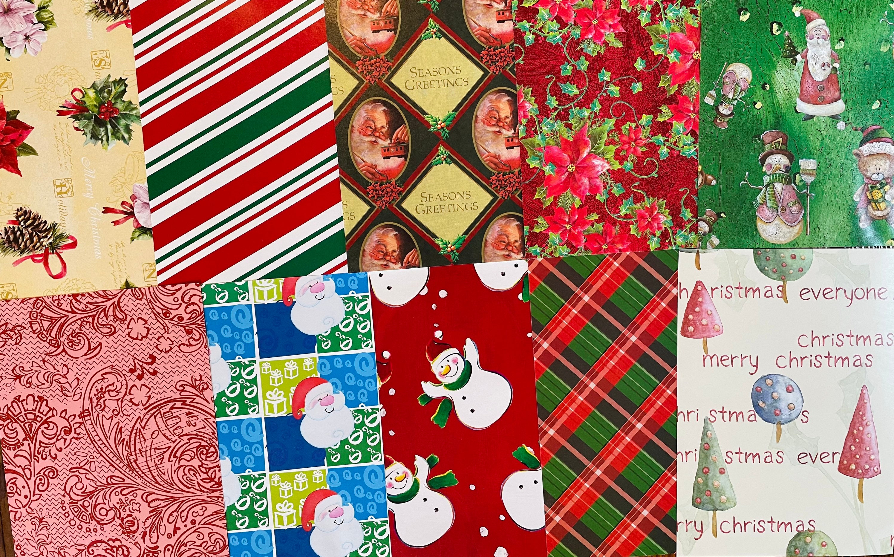 Set of 10 Christmas Wrapping Paper. Vintage Wrapping Paper. Etsy
