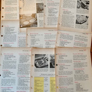 10 Vintage Better Homes and Gardens Souvenir Recipe Book Pages. Mixed Media. Junk Journal Pages. Scrapbook Embellishments. Collage Pages.