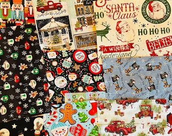 Retazos de tela navideños de 25 piezas, retazos para diario creativo, álbum de recortes, piezas de tela, álbum de recortes, paquete de retazos de tela, técnica mixta, collage