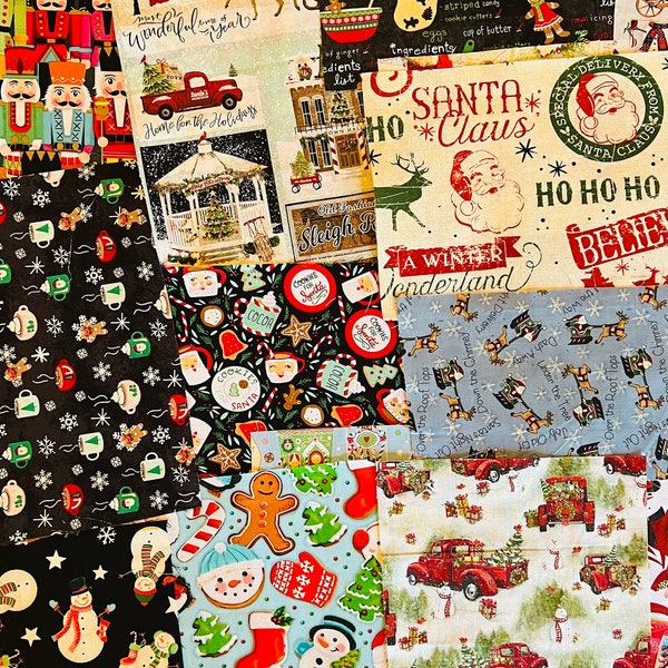 Christmas 25 Piece Fabric Scraps, Junk Journal Scraps, Smash Book, Fabric Pieces, Scrapbook, Fabric Scrap Bundle, Mixed Media, Collage