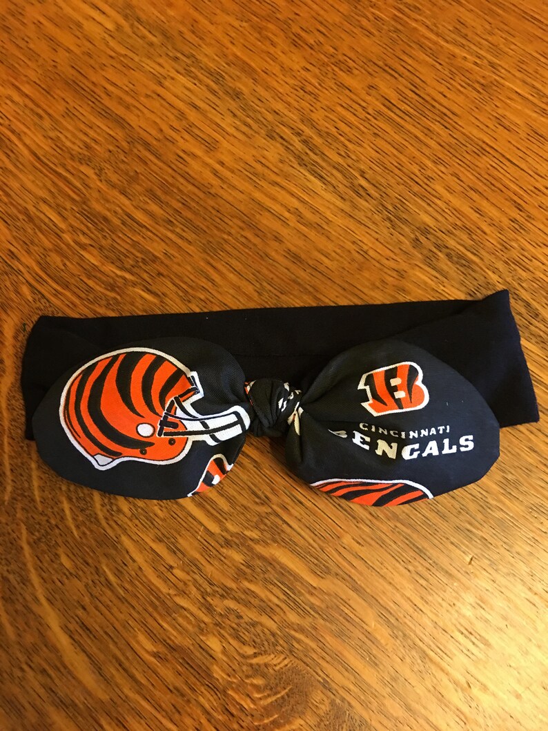 Cincinnati Bengals Stretch Cheer Headband. Baby Headband. Baby Bow. Football. NFL Football Knit Headband. Bengals Hair Accessory. Teen. Gift image 1