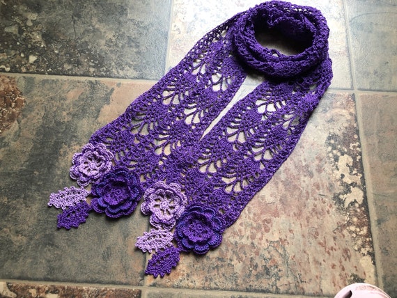 elegant handmade crochet scarf, neck accessories, easy to coordinate