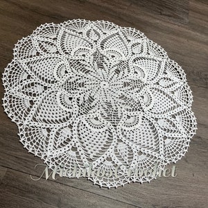 Handmade Crochet White Large Doily, Home Decor, Table Accessaries, Fine ...