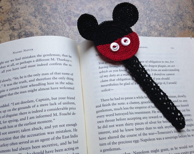 Mickey Mouse Bookmark Handmade Crochet Bookmark Appliqué - Etsy