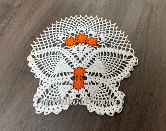 handmade crochet lace home decor doily, butterfly crochet doily