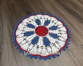 handmade crochet doily for 4th of July, home  decor, unique