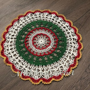 handmade Christmas color crochet doily, holiday decor, home decor, table accessories