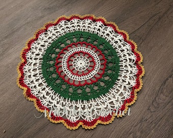 handmade Christmas color crochet doily, holiday decor, home decor, table accessories