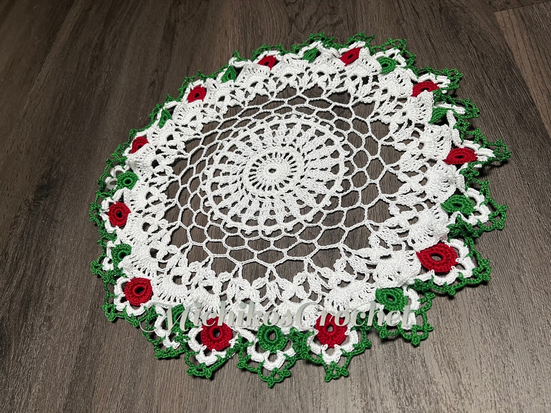 Handmade Christmas Doily, Ruffle Edging, Home Decor, Holiday Decor ...