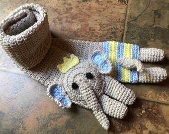 Elephant animal handmede crochet scarf, neck accessories, neck warm