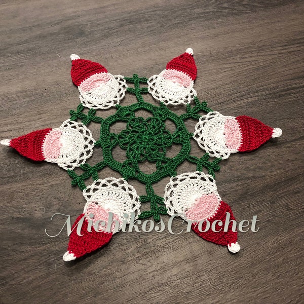 santa handmade doily, christmas doily, home decor, housewarming, art doily, unique