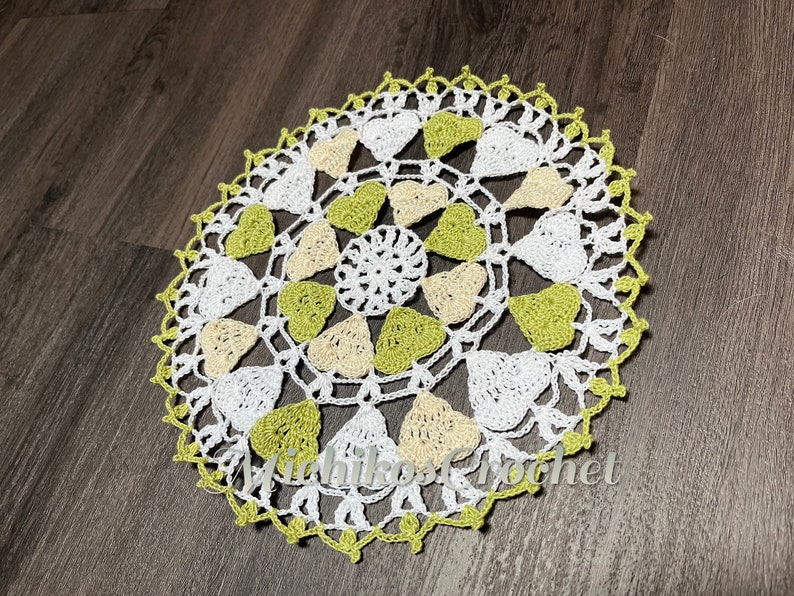 handmade heart design crochet doily, home decor, unique image 2