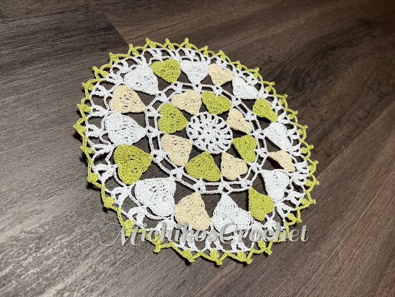 handmade heart design crochet doily, home decor, unique image 3