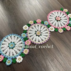 handmade crochet flower runner, table runner, home decor