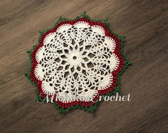 handmade Christmas color crochet doily, home decor