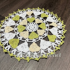 handmade heart design crochet doily, home decor, unique image 1