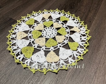 handmade heart design crochet doily, home decor, unique