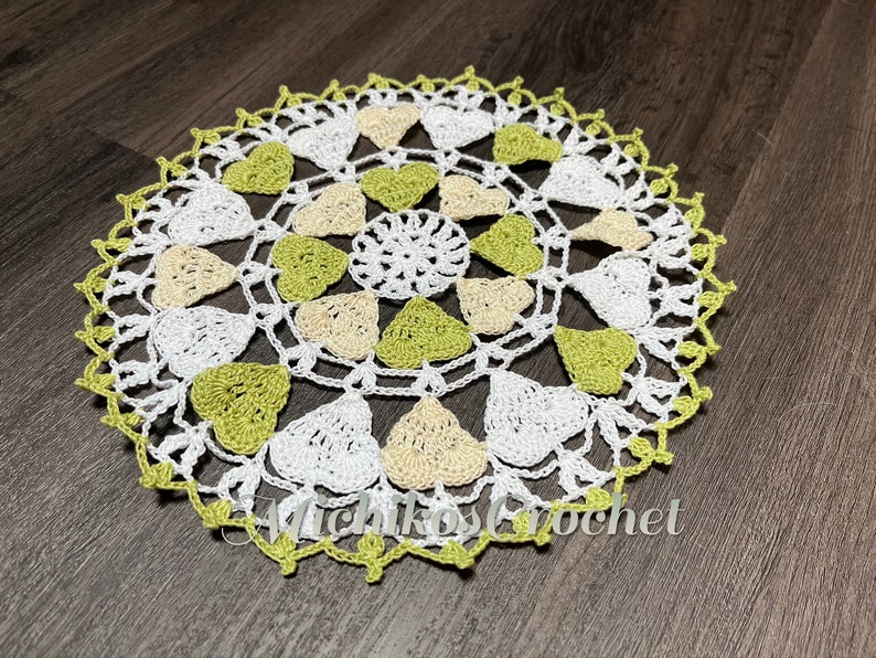 handmade heart design crochet doily, home decor, unique image 1