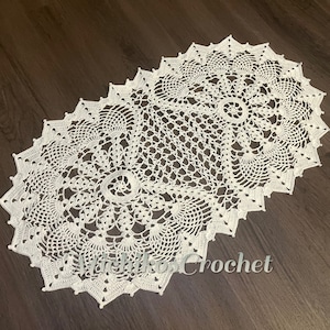 handmade crochet white table runner, home decor, unique