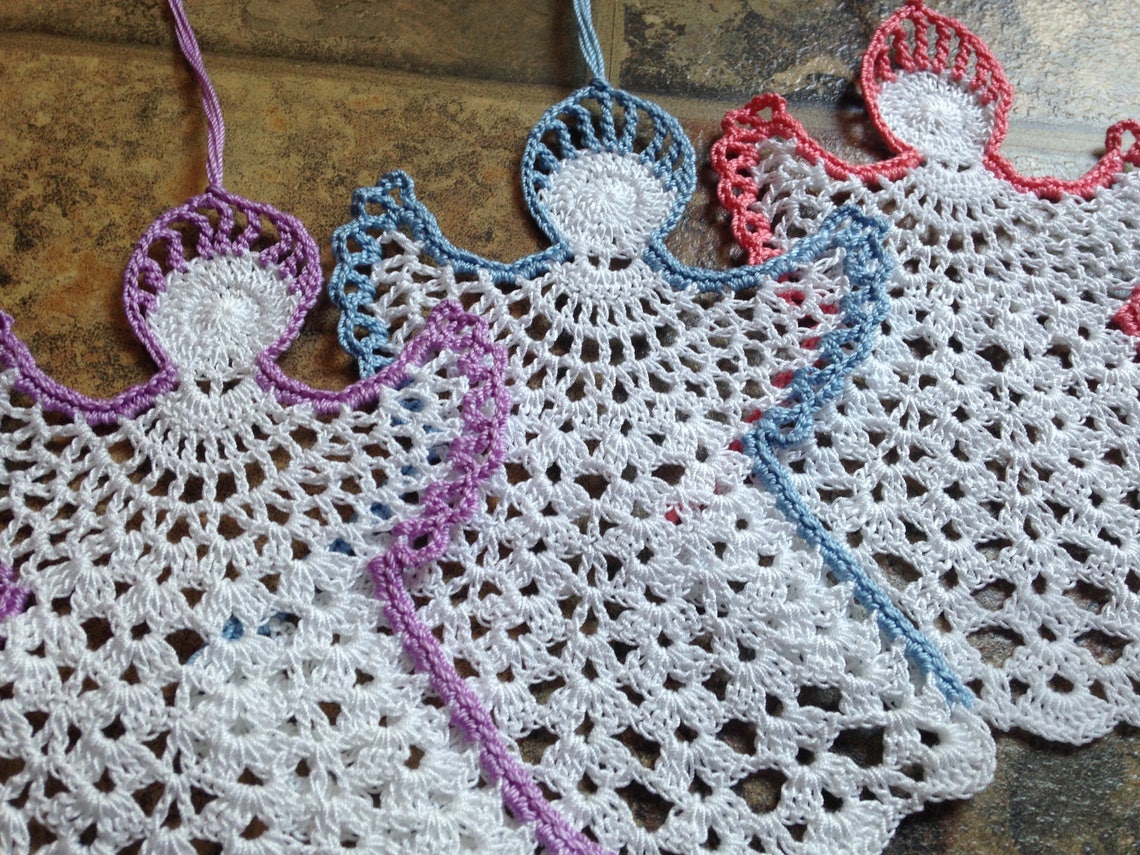 3 for 10 handmade crochet ANGEL bookmarks ornament craft Etsy