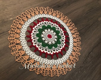 holiday doily, reindeer christmas doily, handmade crochet doily, home decor, holiday decor