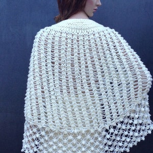 Antique White Shawl, Bridal Bolero, Wedding Bolero,Shrug,Crochet and Knit Shawl, Winter Wedding Cover Ups,Fall Wedding Shawl,Women Shawl