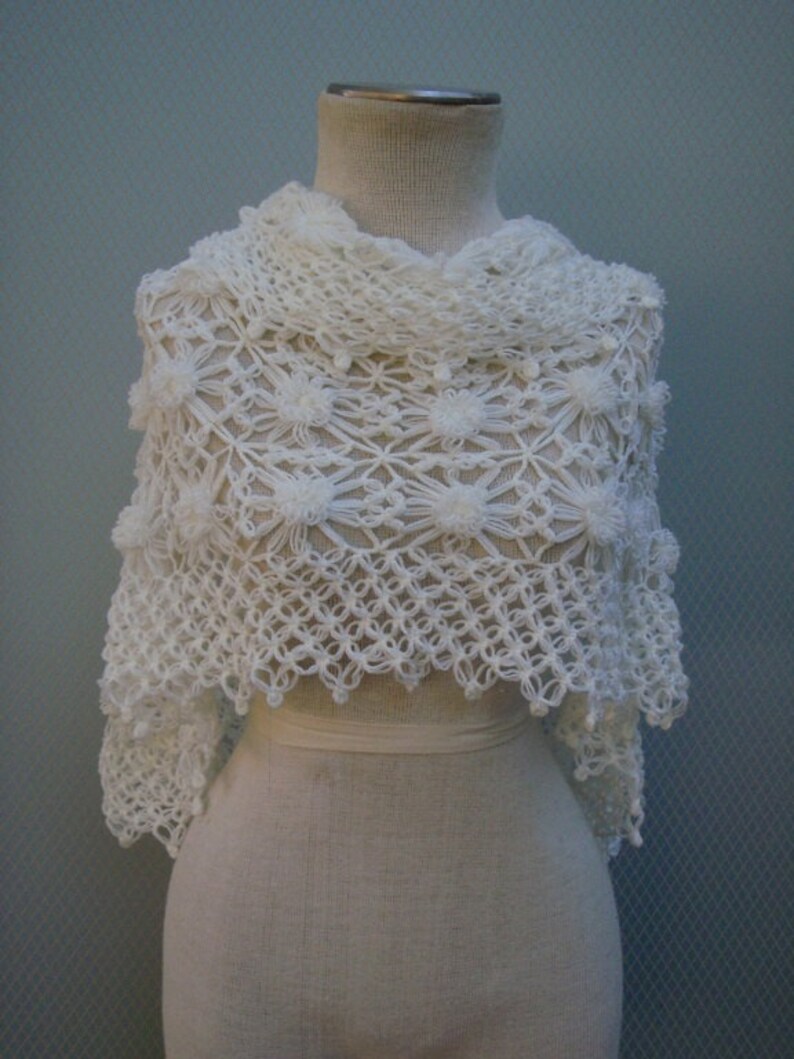 Wedding Shawl,Bridal Shawl, Bridal bolero, Wedding bolero, Shawl,Shrug, Crochet Shawl, Winter Wedding cover ups, ivory Shawi,Shoulder Shawl, image 5